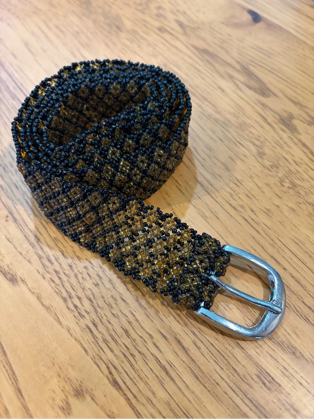 Woven Glass Bead Geometric Belt